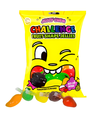 Juicy Chew Challenge Fruit Shape Jellies Bag 9.85oz